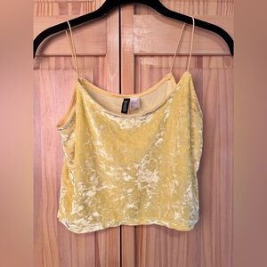 H&M yellow crushed velvet camisole top size medium